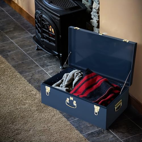 Image of Vixdonos Large Metal Trunk Decorative Storage Box College Dorm Chest with Handle