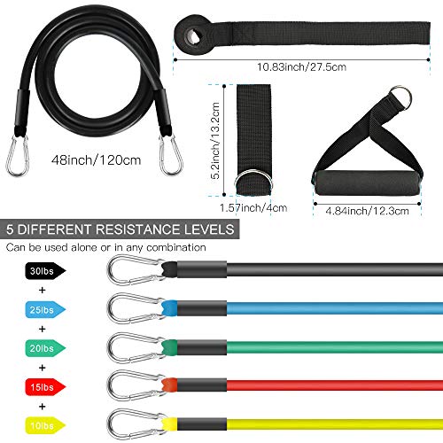 WEINAS Resistance Bands Set, 11pcs Exercise Bands, Workout Tubes Perfect Home Gym for Arms, Legs and Full Body Training,Carry Bag Included