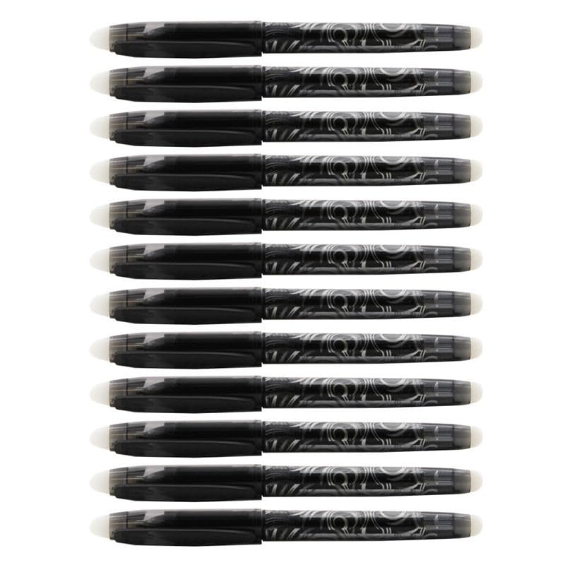 Boîte 12 stylos encre gel effaçable R-Pen noir pointe moyenne 0.7mm