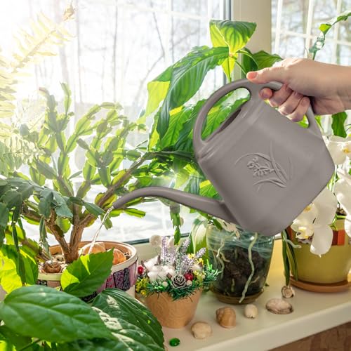 Image of Plastic Watering Can - for Indoor and Outdoor Plant - 1 /2 Gallon - Coffee Color