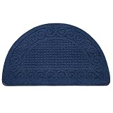 VANZAVANZU Kitchen Rugs, 31'x19' Kitchen Mats, Half Moon Round Kitchen Rugs Carpet, Specialized in Ultra Anti Skid Absorbent and Machine Washable for Kitchen Doorway Floors Accessories (Dark Blue)