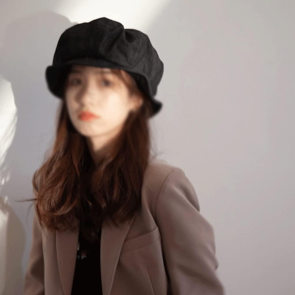 Hat for Women Large Version Fashion Hat Face Small Cloud Beret Big Brim Sunscreen Hat(Black)