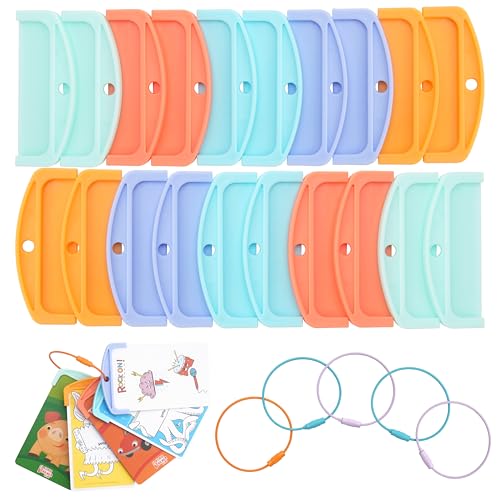 20 Pcs Reusable Plastic Card Holders for Yoto Cards with 6 Ring Loops Portable Card Holder for Yoto Mini Player Audio Cards Kids Travel Carrier Yoto Accessory Organizer Storage Set