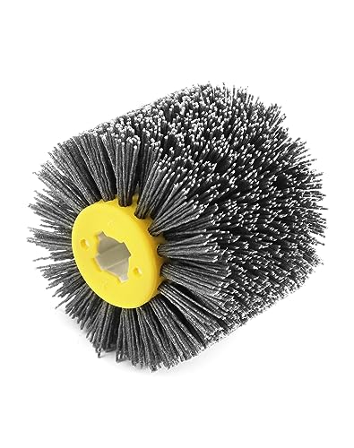 Image of QWORK Nylon Wheel Brush 80Grit, Abrasive Nylon Drawing Wheel, Polish Grinder Brush, Burnishing Polishing Brush, 120X100X19mm