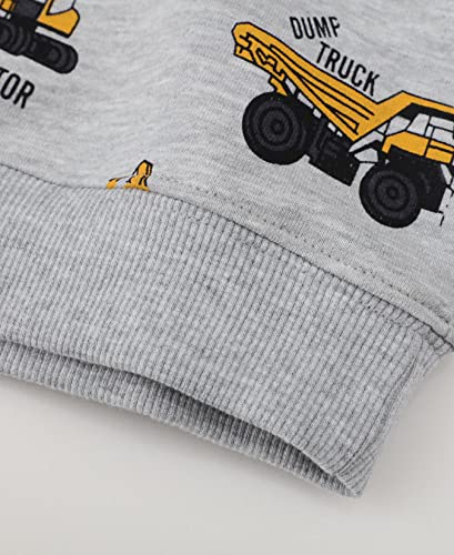 Loktarc 2 Pack Toddler Boys Sweatshirts Patterned Long Sleeve Pullover Crewneck Tops Shirts Red Dinosaur + Grey Excavator 2-3 Years/Size 3T #TOP4