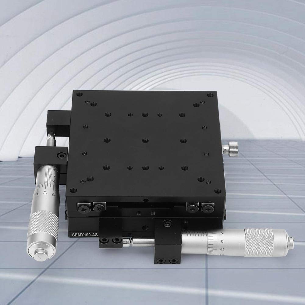 Manueller XY-2-Achsen-Lineartisch, 100 x 100 x 40 mm hochgenaue Kreuzrollen-Linearbewegung Manueller Bühnen-Schiebetisch SEMY100‑AS XY Linear Stages für die Positionierung mechanischer Geräte usw