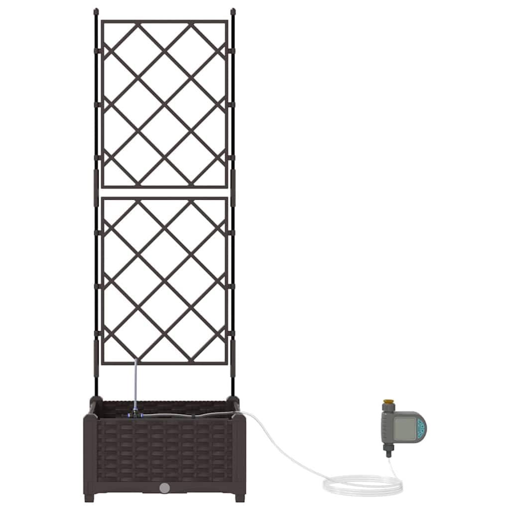 Jardinière auto-arrosage - Marron - 40 x 40 x 126 cm - En plastique - Avec irrigation pour l'extérieur - Design moderne pour terrasse et jardin