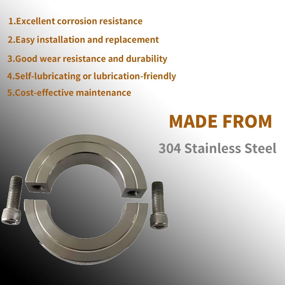Stainless Steel Shaft Collars - 1-1/2'' Lock Collar Clamp -3
