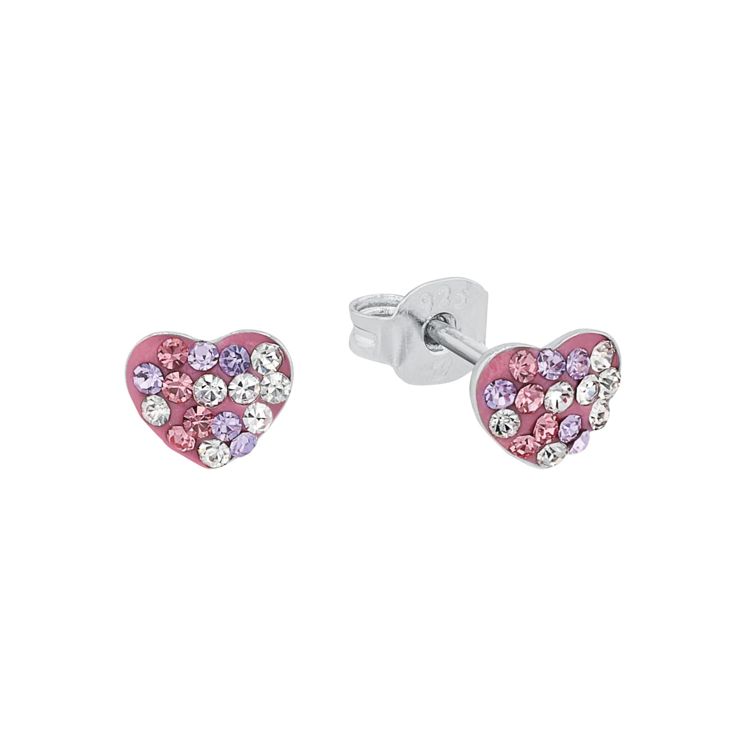 Prinzessin Lillifee stud earrings 925 sterling silver girls' children's earrings, with Preciosa, 0.6 cm, silver, heart, comes in jewelry gift box 2013168
