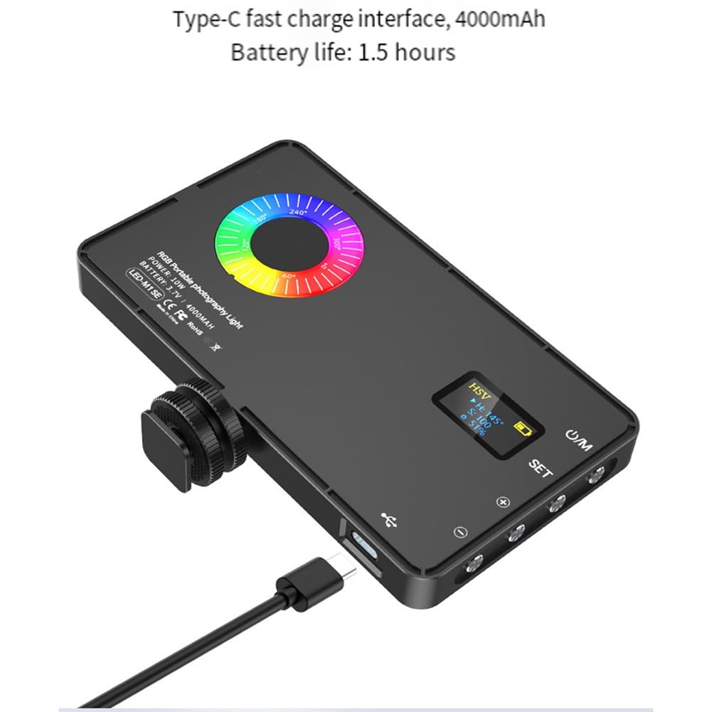 OTDOGUO RGB LED Video Fill Light 4000Mah Battery Rechargeable Video Light Used for Photography Video Live Fill