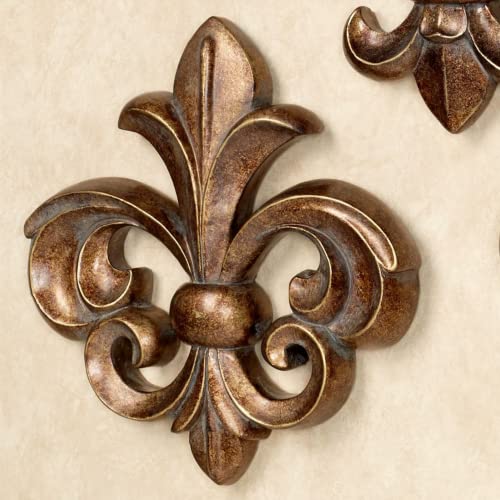 Touch Of Class Fleur De Lis Wall Accents - Bronze/Gold - Set Of Three - Polystone Sculpture - Roman Emblem, French Royalty - Traditional Decor For Bedroom, Living Room, Kitchen #TOP2