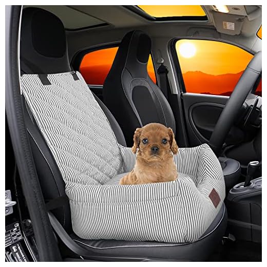 FAREYY Dog Car Seat for Small Dogs, Pet Booster Seat Fully Detachable Washable Dog Seat for Car Travel Dog Bed with Storage Pockets and Clip-On Safety Leash