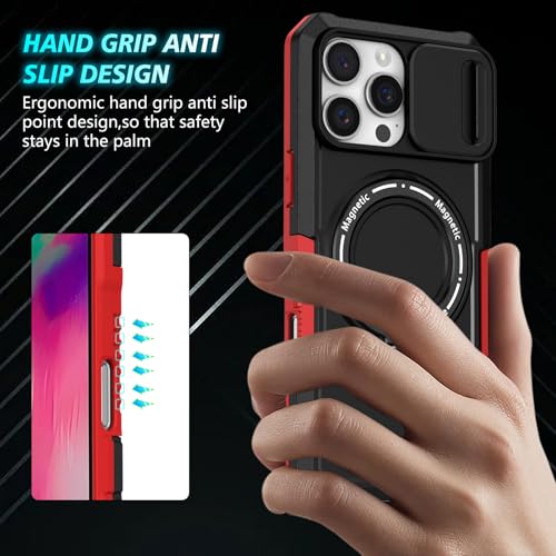Funda magnética Samsung S25 Plus YOUULAR negra y roja con soporte integrado 2