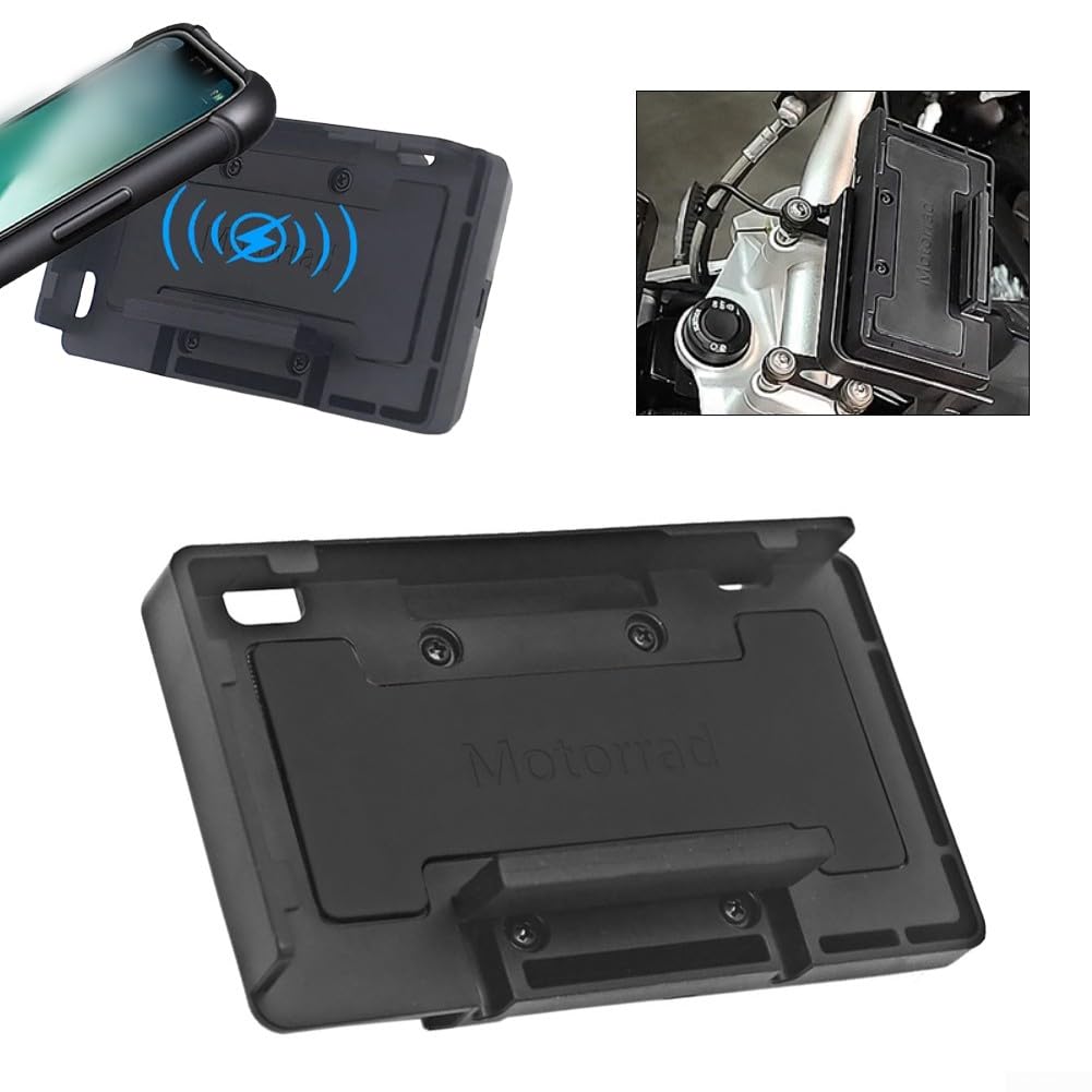 Yhenlovtt Supporto per telefono GPS di ricarica wireless, ricarica rapida da 15 W, ABS antiurto, per R1200GS R1250GS S1000XR F750GS F850GS F900R CRF1000L