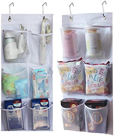 KIMBORA 2 Packs Narrow Over the Door/Wall Shoe Organizer, Small Hanging Shoe Rack for Closet with Clear Mesh Pocket for Bathroom, RV, Pantry, Camping (White)
