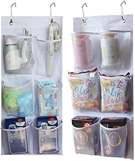 2 Pack - KIMBORA 6 Large Mesh Pockets Closet Door hanging shoe rack