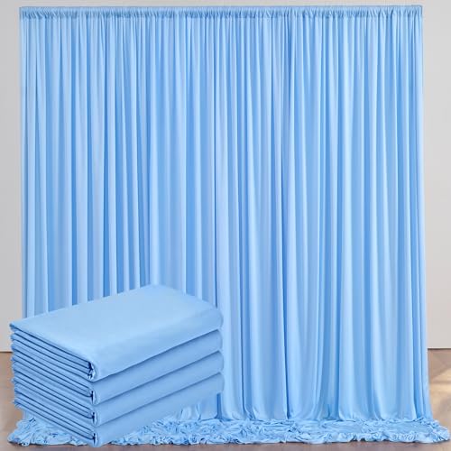 20x10ft Baby Blue Backdrop Curtains for Parties, 4 Panels 5x10ft Wrinkle-Free Polyester Background Curtains for Wedding, Birthday, Baby Shower,Graduation, Decorations