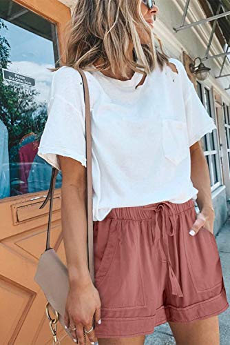 Image of KISSMODA Womens Summer Shorts Leopard /Camo /Solid /Floral Print Elastic Waist Pocketed Casual Pants