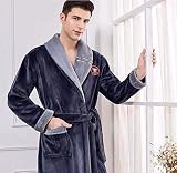 JIAHENGY Flanell Korallen Samt Herbst und Winter,Winterpyjamas, verdickte und verlängerte Korallenvliespyjamas für Frauen, Flanellbademäntel für Männer, Bademäntel für Paare-männlich_XL
