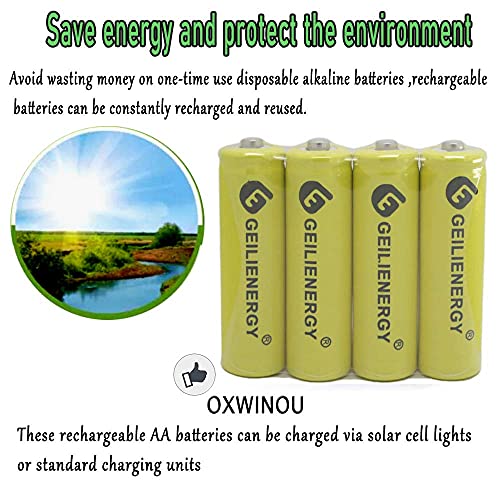 Oxwinou Aa Nicd 600Mah 1.2V Aa Rechargeable Battery For Outdoor Solar Lights,Garden Lights, Remotes, Mice (Yellow 8-Pack) #TOP3