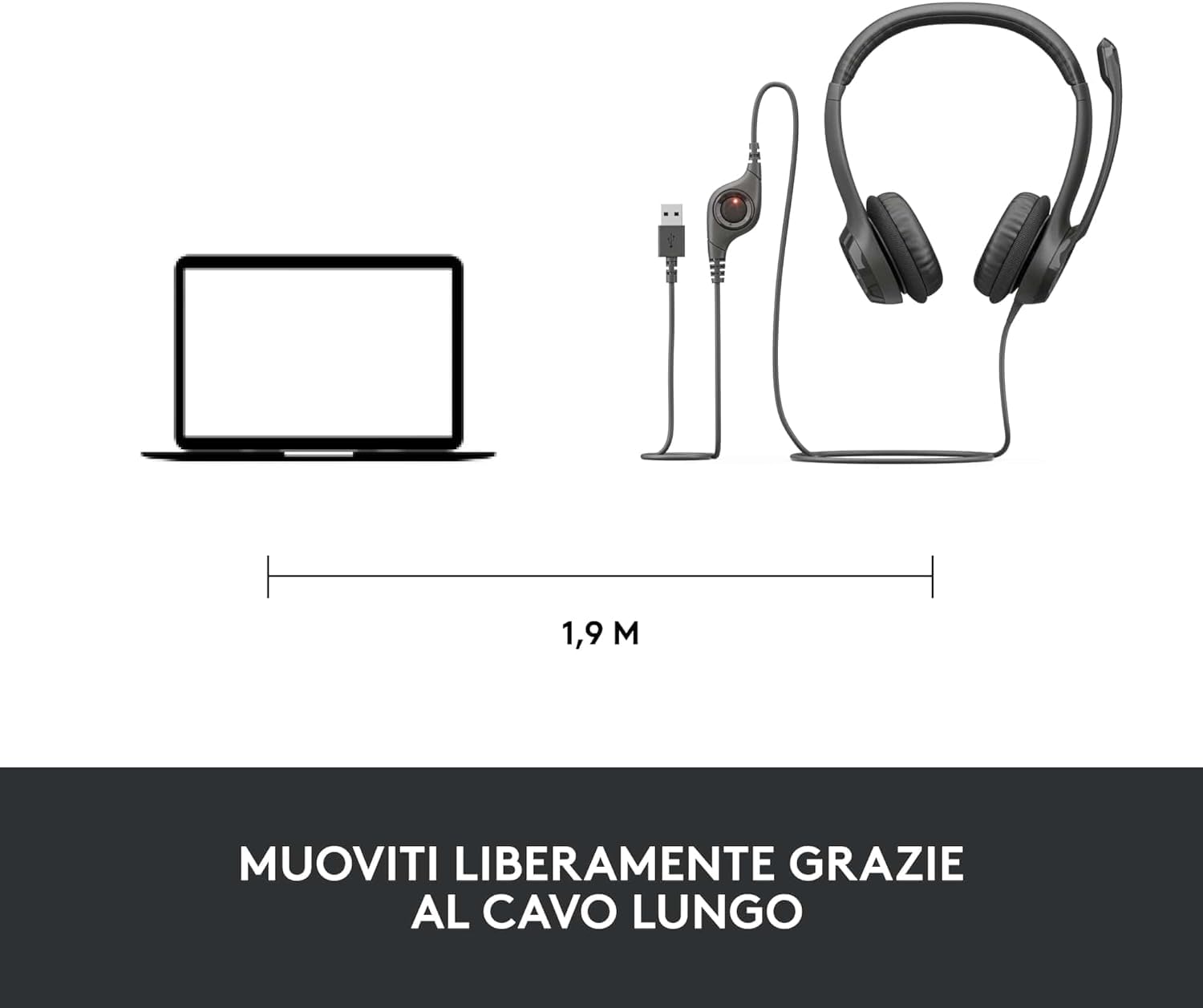 Logitech H390 Cuffie Cablate Stereo con Microfono Cancellazione Rumore USB Nero
