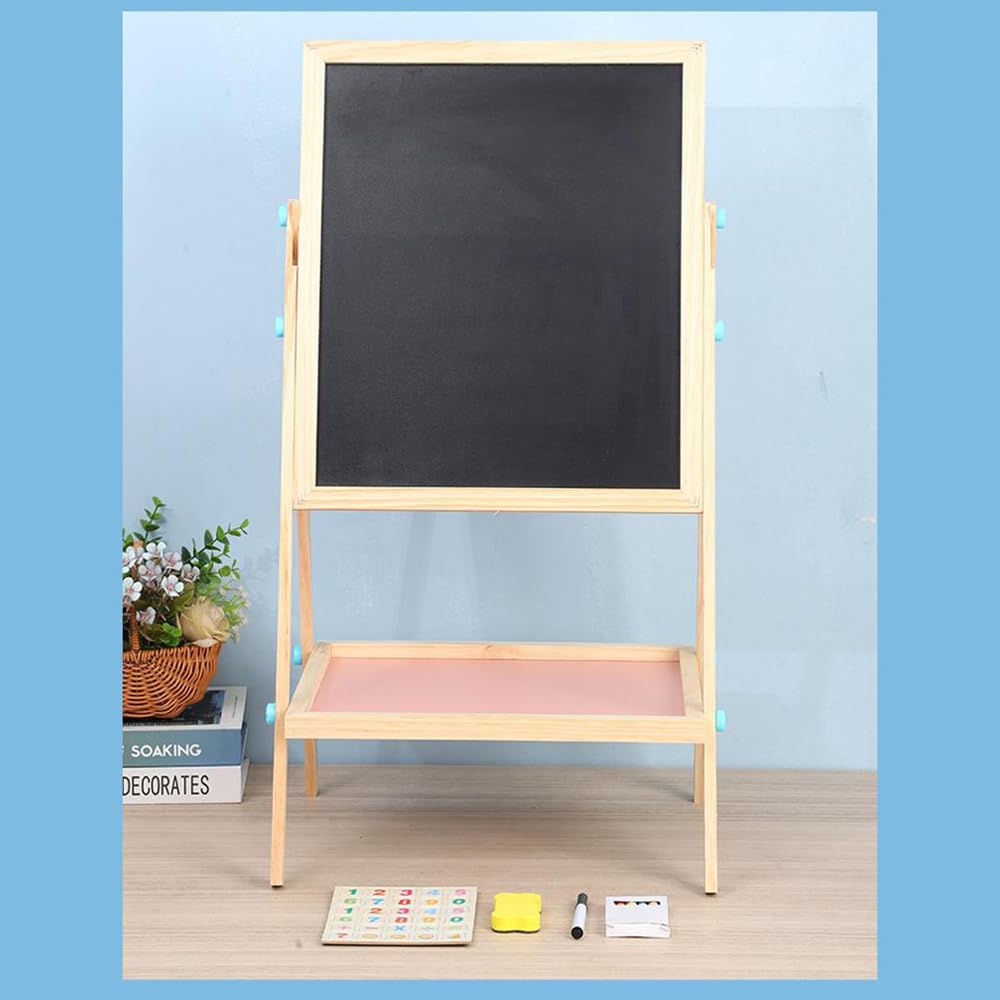 Chevalet en bois double face, tableau blanc et tableau noir 2 en 1 en bois massif pour salle de classe, bureau, studio, restaurant, affichage avec cadre en A