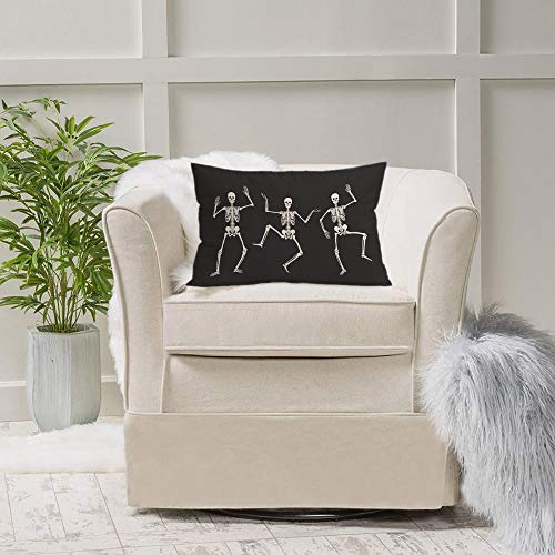 Ekobla Halloween Skull Throw Pillow Covers Vintage Design Skeleton Funny Fashion Cool Black And White Halloween Thanksgiving Autumn Home Decor Cushion Case Cover Cotton Linen 12X20 Inch #TOP3