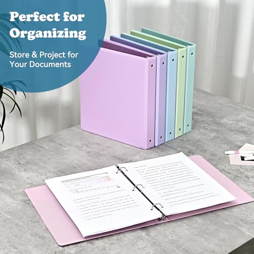 1-inch 3-ring binder with pockets basic binders 13939 pastel color binders holds letter size 853939 x 113939200 sheet capacity bundle 6 pack for back to school 1-inch