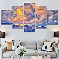 SIGNWIN 5 Panel Canvas Wall Art Mountainscape for Home Decorations Ready to Hang - 60