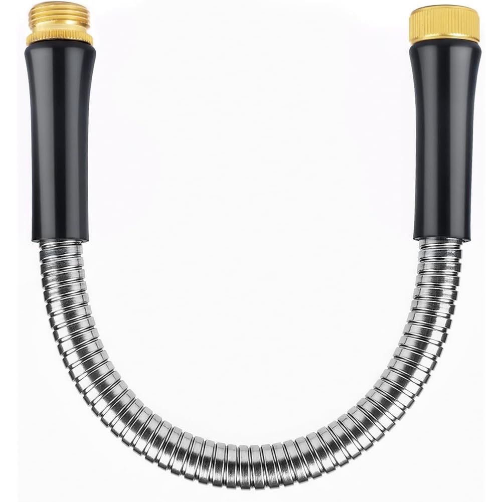 UDSKNV[KSL Garden for Hose Short 1ft X 5/8", Heavy Duty 304 Stainless Steel Metal for Hose for Hose Reel Faucet Leader