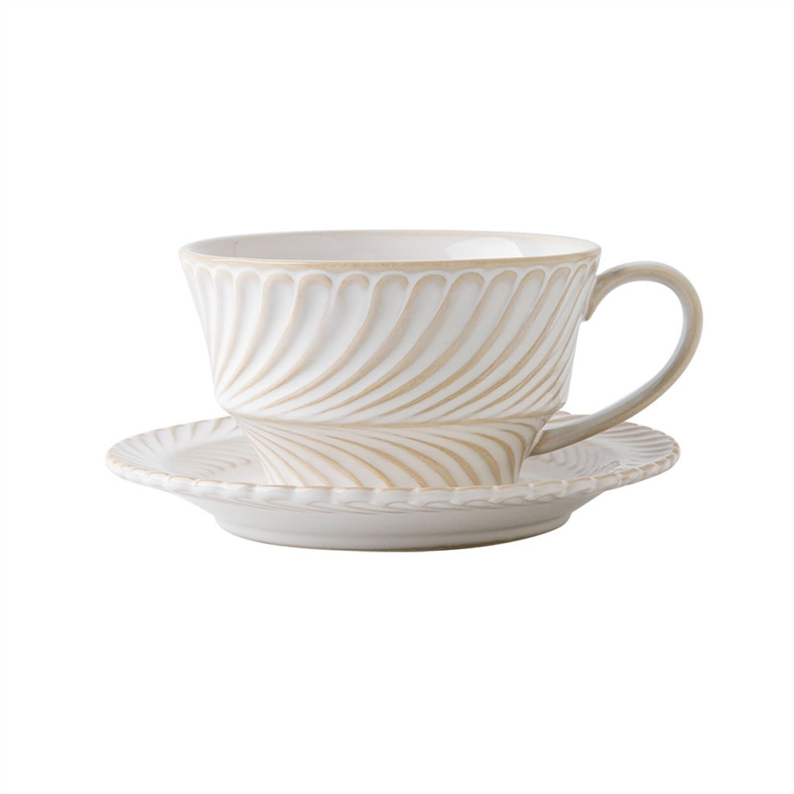 Tasse à café en céramique rétro de 300ml avec soucoupe assortie pour latte et cappuccino