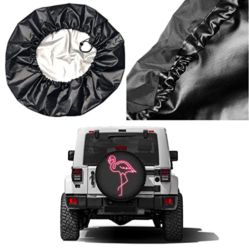 Image of Pink Flamingo Spare Tire Cover Dust-Proof Wheel Tire Cover Fit Trailer, RV, SUV and Many Vehicle 17 Inch