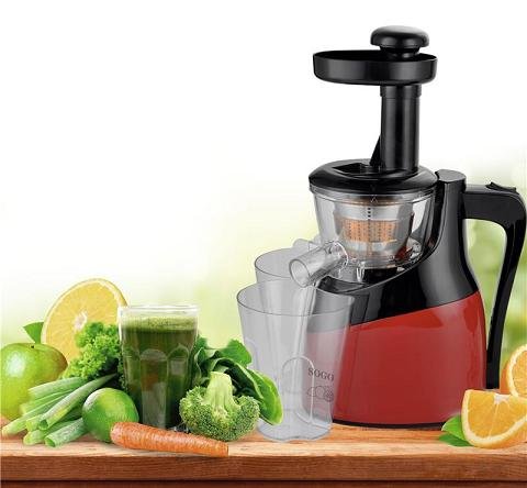 Sogo LIC-SS-5121 Licuadora lenta con exprimidor 2 en 1, 150 W, Plástico, Rojo y Negro