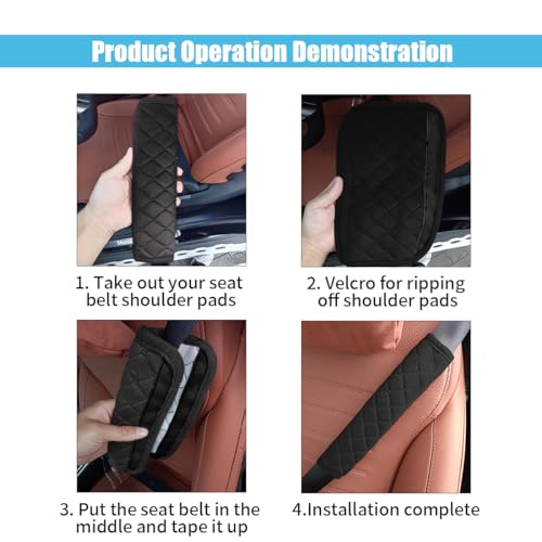 Image of JOYCOURT 2PCS Universal Car Seatbelt Pad Cover, Long Crystal Velvet Shoulder Cover Kit for Adults and Children, Helps Avoid Friction on Shoulder and Neck, Fits All Cars and Packs
