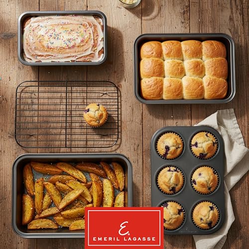 Emeril Lagasse 5-Piece Air Fryer Baking Set – Air Fryer Oven Accessories with Large & Small Baking Tray, Bread Pan, 6-Cup Muffin Pan & Grill Rack – Fits Emeril Lagasse French Door Air Fryer Oven - image 5