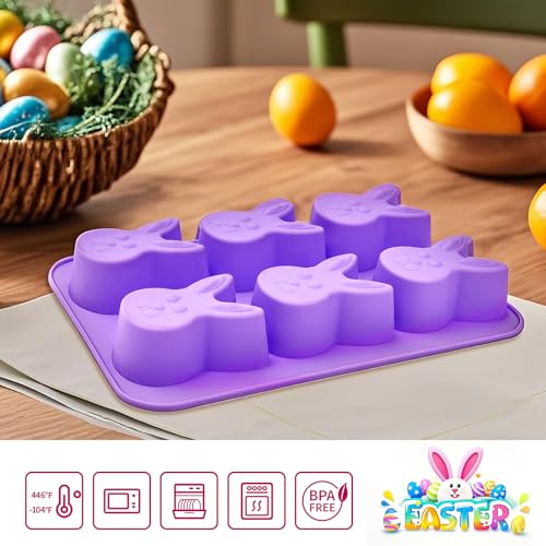 Image of Bunny Molds Easter Silicone Molds for Chocolate, 2 Pack Easter Bunny Muffin Brownie Pan for Baking, Jello Candy Molds Easter Soap Molds for Hot Chocolate Bombs Ice Cube Candle