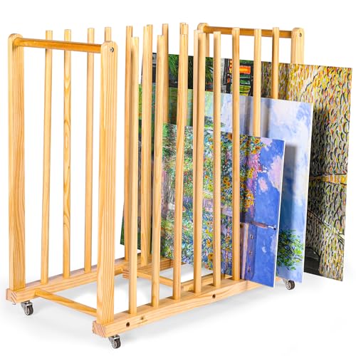Image of Art Storage Rack and Art Rack for Studio Storage Organizer for Canvases - Paint Drying Rack with Adjustable Panels, Handles & Caster Wheels for Artwork - Canvas Boards - Frames & Prints