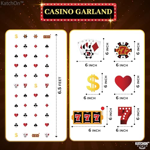 Image of KatchOn, Casino Hanging Garlands - 8 Strings, Pre Strung | Game Night Decorations, Casino Birthday Decorations | Poker Night Decorations, Vegas Party Decor, Casino Theme Party