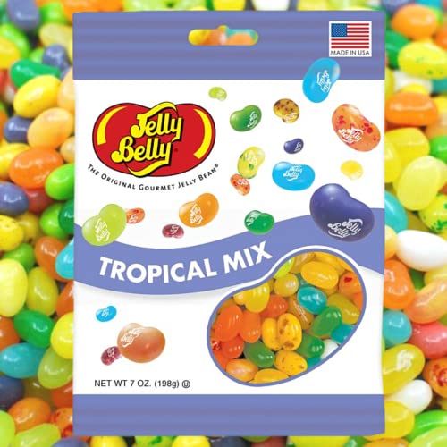 Jelly Bean Tropical Mix Shareable Medium Bags, Bulk Fruit Flavored Gourmet Chewy Candies For Gift Baskets, Pack Of 2, 7 Ounce Bag #TOP1