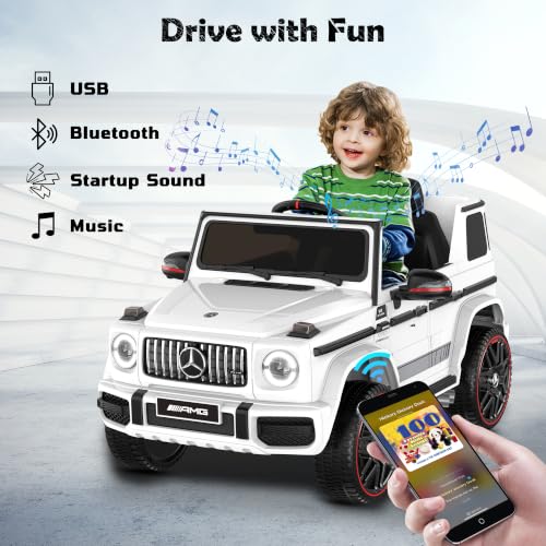 Image of ANPABO 12V 7AH Licensed Mercedes-Benz G63 Electric Car for Kids,Ivory White