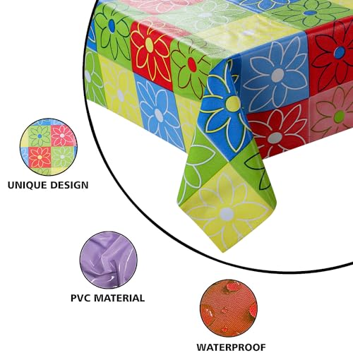 Image of Dakshya Industries PVC Waterproof Withoutlace Dining Table Cover (Size - 54X78 Inch) Rectangle 6 Seater Heat Rasistant Table Cloth (T9)