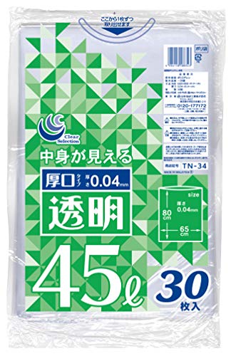 厚いポリ袋 透明タイプ 容量45L 30枚入り TN-34