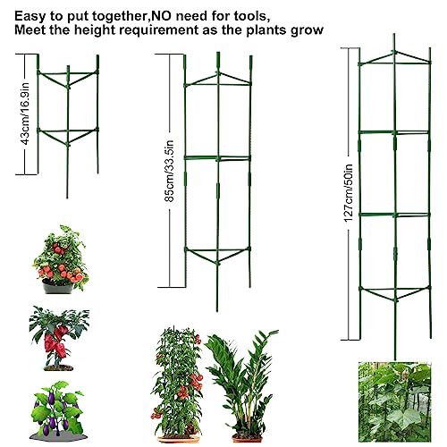 Fotmishu 3 Packs Tomato Cages Plant Cage Stakes, Deformable Up To 50 Inch 3Pack, 27Pcs 16 Inch Garden Stakes Assembled For Vertical Climbing Plants,Vegetables, Flowers, Fruits, Vine,Support Trellis #TOP1