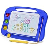 SGILE Magnetische Maltafel Zaubertafel Kinder, Magnet Magnettafel mit 3 Stempeln, Kreatives Spielzeug ab 2 Jahren, Geschenk für Jungen & Mädchen 1 2 3 4 Jahre, Blau