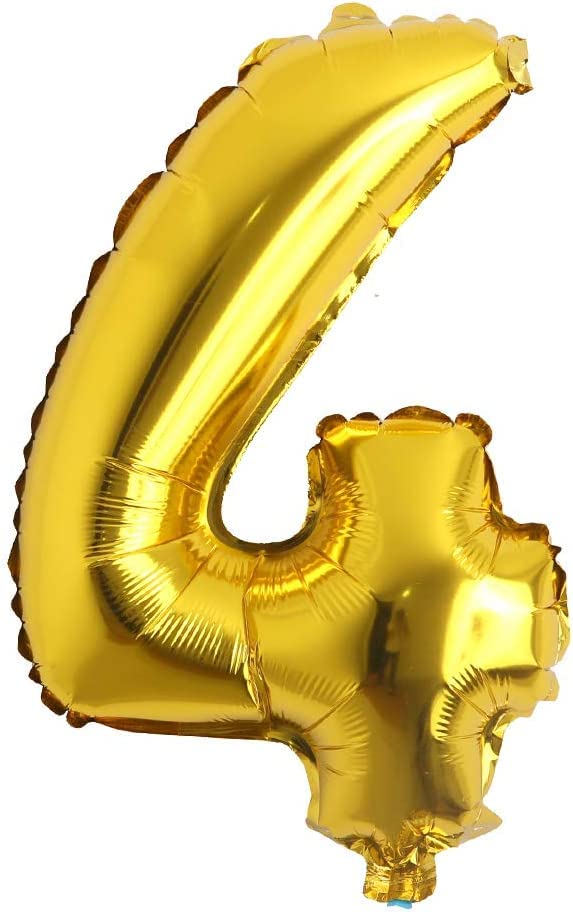 Image of AMFIN 17 inch 4 Number Foil Balloon, Birthday Decoration Items [Helium Supported] - Gold