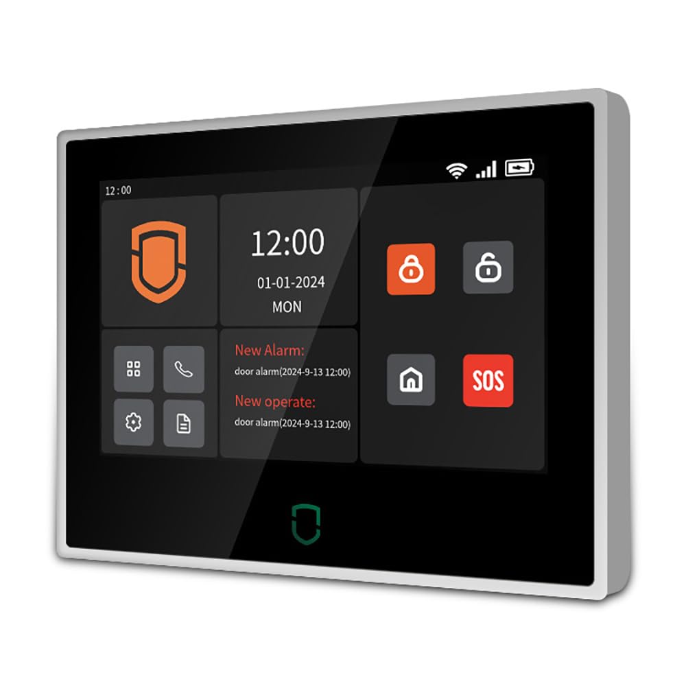 Wolf Guard WT4F-06B Alarma para Casa 4G WiFi Sin Cuotas, Pantalla Táctil, Batería 1500mAh, Compatible con Alexa, Google y Tuya Smart Life