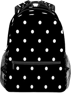Mochila escolar para meninas meninos branca preta bolinhas estudantes bolsa de ombro livro menino menina leve durável médio ensino médio ensino médio bolsa de viagem caminhada acampamento mochila, Multicolorido, One Size, Clássico