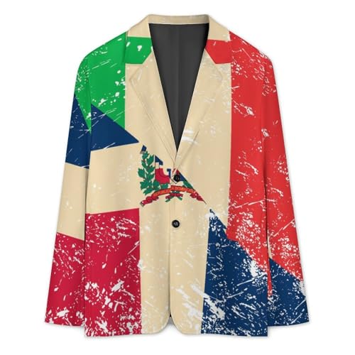 Italy and Dominican Vintage Flag Men's Slim Suit Long-Sleeve Prom Tuxedo Classic Two Button Business Jacket3