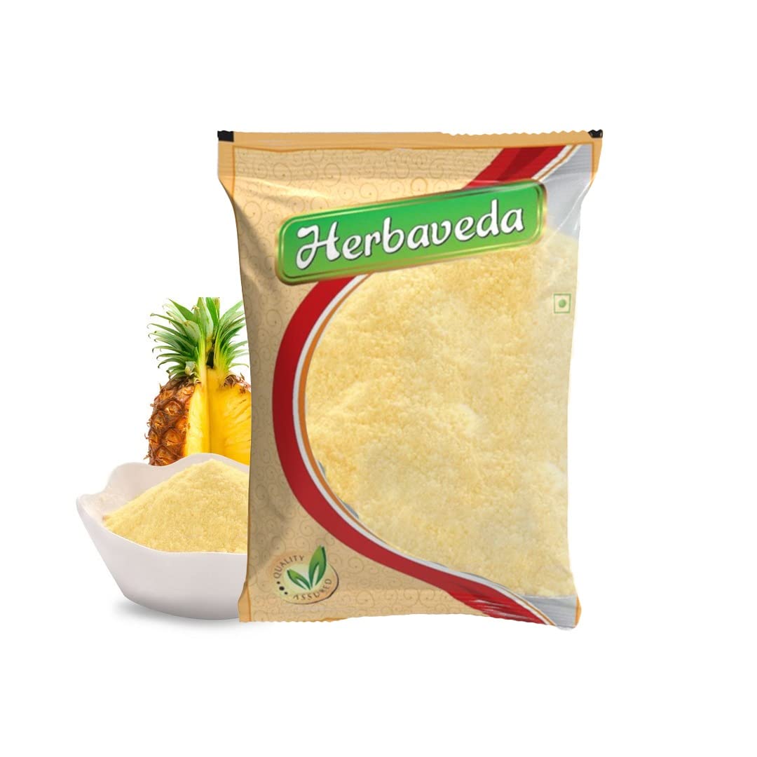 Herbaveda- Pineapple Powder 500 Gm, for Cake, Juice, Mocktails & Bakery | No Added Sugar | No Preservatives