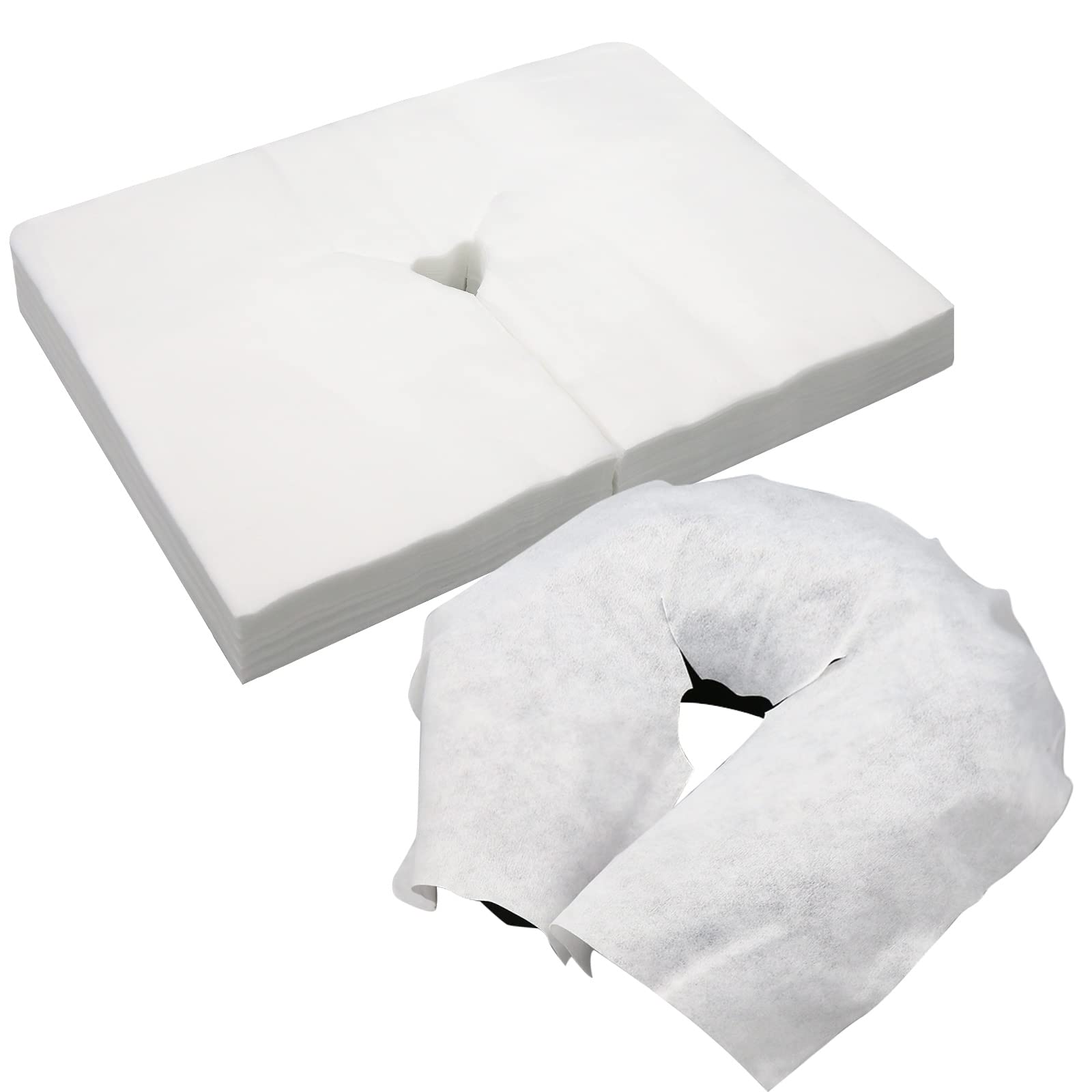 100PCS Upgrade Disposable Face Cradle Covers, Medical-Grade, Ultra Soft, Luxurious, Non-Sticking Massage Face Covers, Large Disposable Headrest Covers